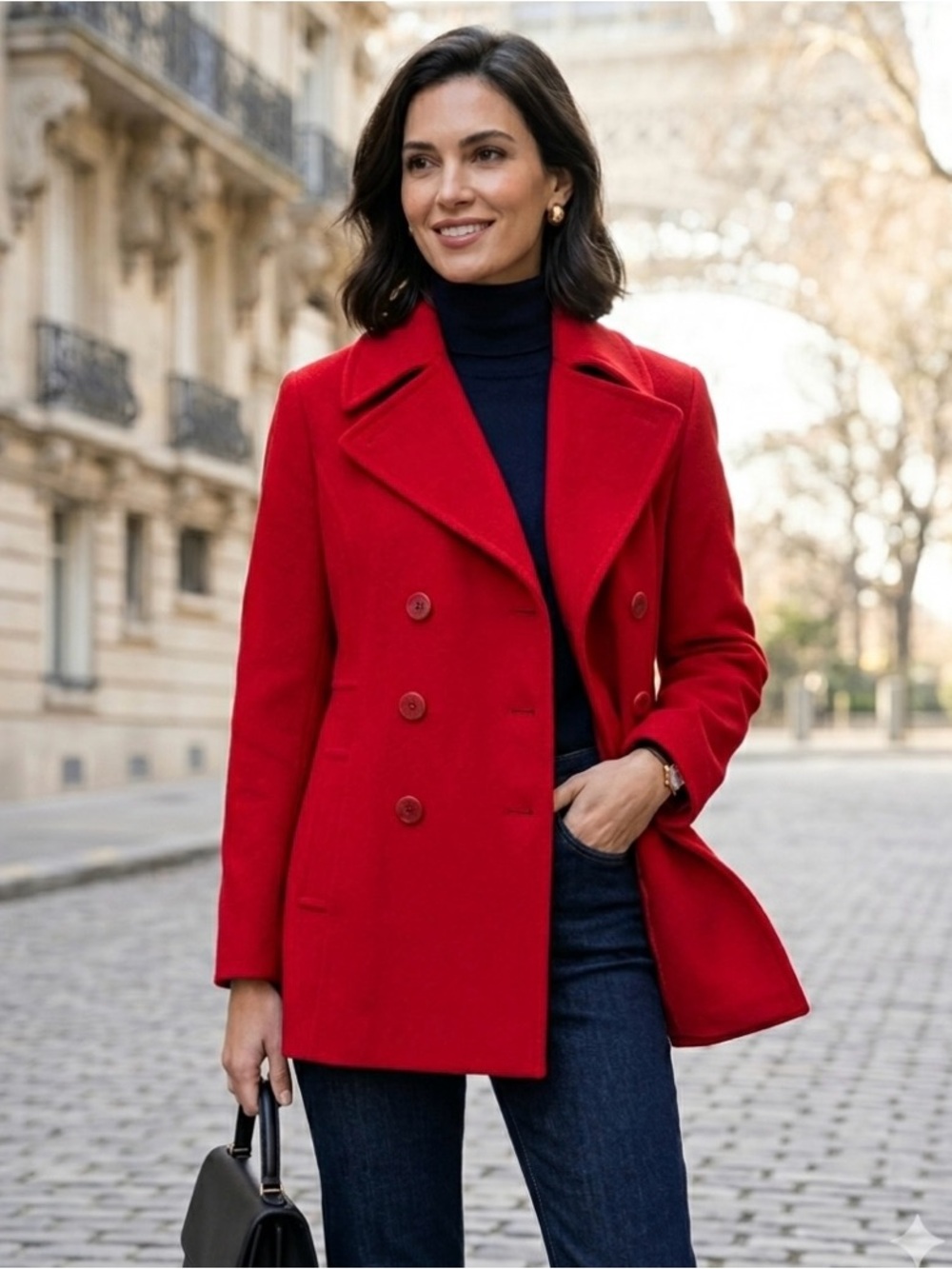 Fleurette Loro Piana Wool Double Breasted Peacoat 10